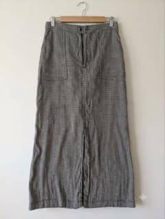 SLOBE IENA 麻混ペンシルスカート チェック スリット入 丈81cmのサムネイル