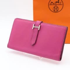 極美品】HERMES ベアンスフレ 長財布 ピンク シェーブル シルバー金具