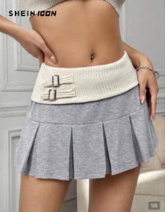 SHEIN ICON プリーツ ミニスカート グレーのサムネイル