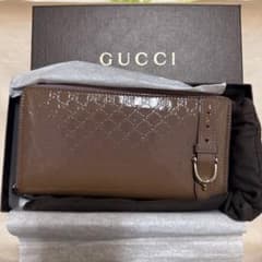 GUCCI グッチ 長財布 ラウンドファスナー パテントレザー 紫 