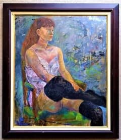 作者不詳　氏原？　「女性像」　技巧的に実力がある油彩画　　F２０号 作者不詳 氏原？ 「女性像」 技巧的に実力がある油彩画 F20号 - メルカリ