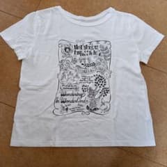 레이디스 반소매 T 셔츠 화이트 디즈니 앨리스 무늬
