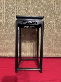 唐木花台　唐木家具　高卓　香炉台　飾り台　透かし彫り　鉄刀木　中国美術のサムネイル
