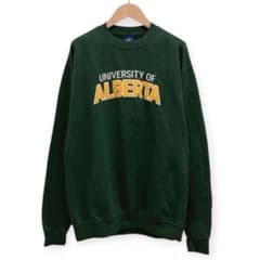 ヴィンテージ アルバータ大学 カレッジ ロゴ グリーン スウェット 薄手のサムネイル