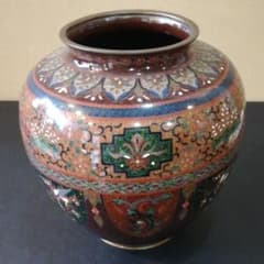 七宝焼　壺　台付き　明治時代のサムネイル