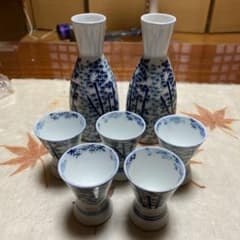 竹模様 酒器セット 徳利とお猪口5個のサムネイル