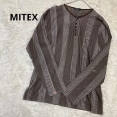 MITEX ヘンリーネック ロンT ブラウン ストライプ 3Lのサムネイル