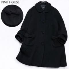 【美品】ピンクハウス リボン ウール シャギー コート Aライン 上品 美品】ピンクハウス リボン ウール シャギー コート Aライン 上品