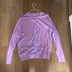 UNIQLO クルーネックカーディガン 紫　Lサイズ