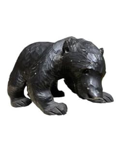 ビンテージ 木彫り 熊 ダークブラウン ガラス目 作家 アンティーク