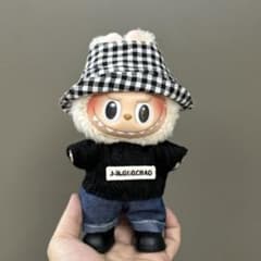 ラブブ ぬいぐるみ着せかえ服 チェックモノクロ 白黒おしゃれコーデのサムネイル
