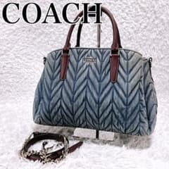 希少　coach コーチ　キルティング　デニム　2way ハンドバッグ　ボストン 希少 coach コーチ キルティング デニム 2way ハンドバッグ ボストン