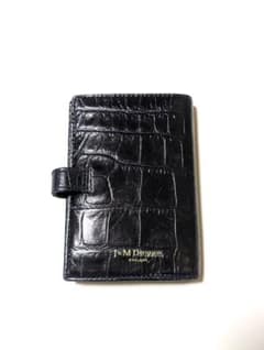 J&M DAVIDSON】良品☆ 二つ折り財布 クロコ型押し ダークネイビー