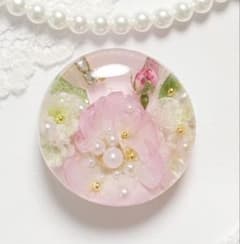 844可憐な♡レジンヘアゴム 少量作成 ピンクモッコウバラ 蕾入り