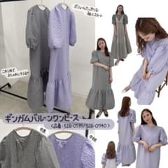 しまむら×kaori mitsuishi ギンガムバルーンワンピース　Mサイズのサムネイル