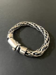 新品／装飾品／高資産性】シルバー925 編み込みブレスレット53.21g 