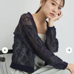 お値下げ　こひな　新品　ネイビー 花柄レース カーディガン お値下げ こひな 新品 ネイビー 花柄レース カーディガン - メルカリ