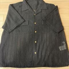 黒 透かし編みニットシャツのサムネイル