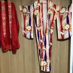 アンティーク　振袖　白地　花柄　長襦袢　正絹　錦紗　モスリン　立涌　よろけ縞 アンティーク 振袖 白地 花柄 長襦袢 正絹 錦紗 モスリン 立涌 よろけ