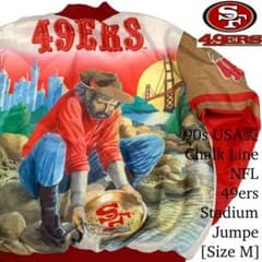 ③ 90s USA製 チョークライン NFL 49ers 転写 スタジャンのサムネイル