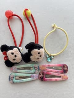 ディズニーツムツム ミッキー&ミニーのヘアゴム　アナと雪の女王のヘアピンのサムネイル