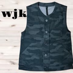 [美品]AKM　ジレ　ベスト　カモフラ　迷彩　ブラック　L wjk ブラックカモフラ ベスト 迷彩カモフラージュジュンハシモトAKM黒