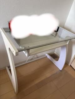 ニトリ　ガラスデスク　リュウセン90 （分解してから発送）のサムネイル