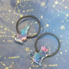 新品未使用 即購入OK 値下】 宇宙 レジン ヘアゴム 兎 犬 アクセサリー