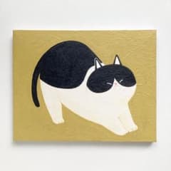ハチワレ　猫　アクリル画　テクスチャーアート　原画のサムネイル