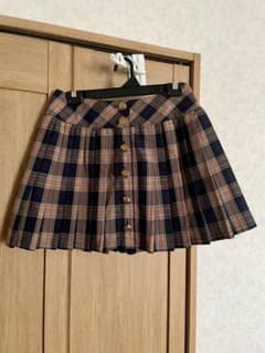 チェック柄プリーツスカート 丈38cm ローウエストのサムネイル