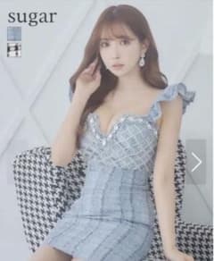 sugar ローブドフルール 水色フリルビーズタイトドレスのサムネイル