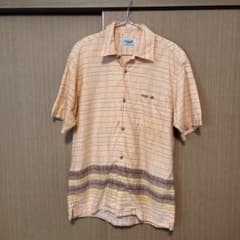 古着　Crocodile 半袖シャツ オレンジ ストライプ Mのサムネイル