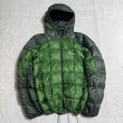モンベル800FPスペリオダウンパーカMen'sMグリーンバイカラードロー