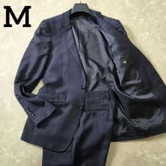 未使用級】スーツセレクト イタリア生地 ネイビー M Y5 細め ウール