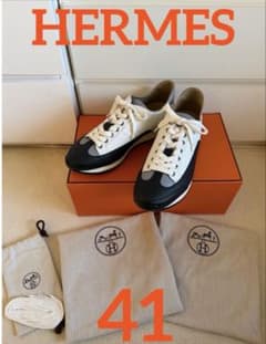 新品 エルメス HERMES スニーカー クイックカーフレザー ローカット 41 