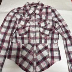 DIESEL チェック柄 刺繍 長袖シャツ XXL（レディースとしてはS相当）