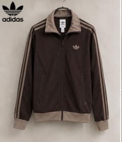 adidas トラックジャケット ブラウン ベージュ 刺繍ロゴのサムネイル
