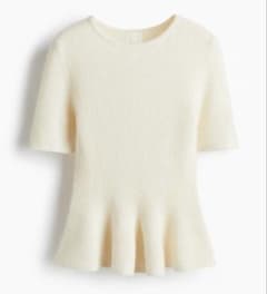 H&M リブニットペプラムトップス