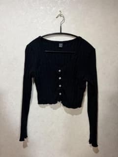 【最終値下げ】SHEIN リブニット カーディガン ブラックのサムネイル