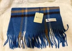 Aquascutum カシミヤ100% マフラー ブルー チェック タグ付き - メルカリ