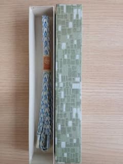 帯締め 組み紐 水色×ベージュ 絹のサムネイル