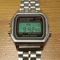 Digital watch with metal band