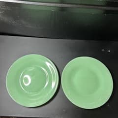 緑色の丸形皿2枚セットのサムネイル
