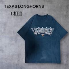 雰囲気抜群】テキサスロングホーンズ カレッジTシャツ 墨黒 フェード L 