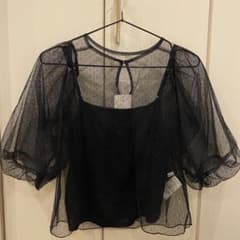 未使用 MURUA ムルーア 半袖カットソー ボリュームチュールスリーブトップスのサムネイル