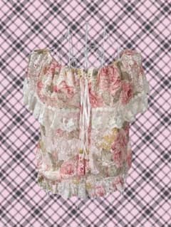 LIZLISA 花柄 総レース チュニック 半袖 オフショルダー パワネ 姫系