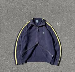 90s Ralph Lauren ダブルジップ ドライバーズニット サイドライン 90s Ralph Lauren ダブルジップ ドライバーズニット サイドライン