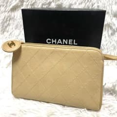 美品】シャネル ビコローレ マトラッセ ポーチ レザー ココマーク