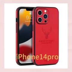 iPhone14 pro ケース カバー レッド　 鹿 レザー 耐衝撃 人気のサムネイル