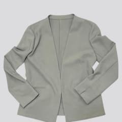 フリンジデザイン グレー系 ノーカラーベスト‼️ユナイテッドアローズ‼️美品‼️ 極美品 ユナイテッド アローズ グリーングレー ノーカラージャケット F